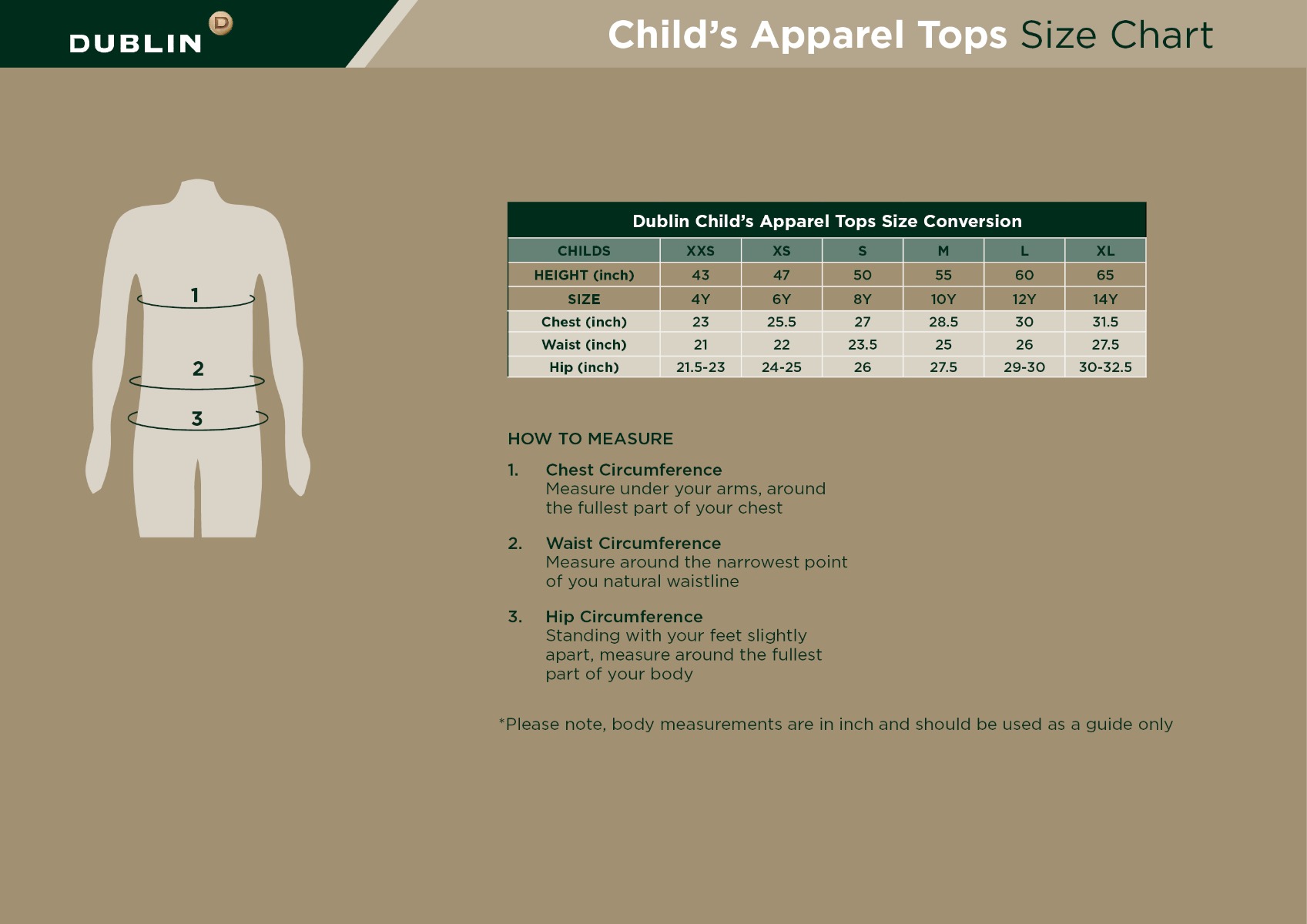 Children's Apparel Size Guide