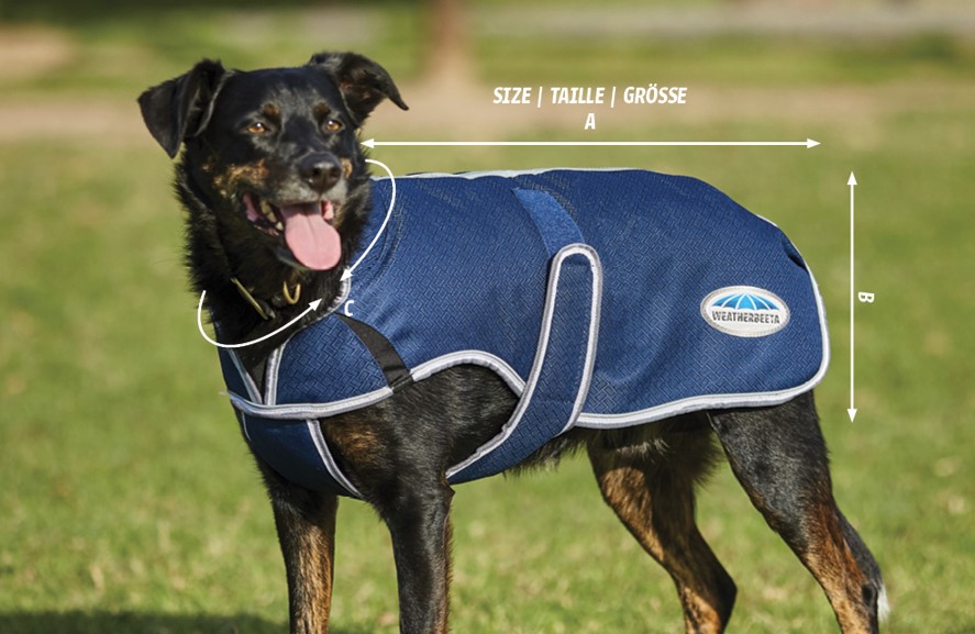 weatherbeeta comfitec premier free parka deluxe dog coat size guide diagram